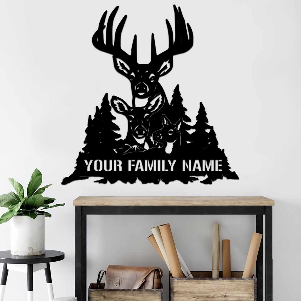 Hunting Family - Personalized Cut Metal Sign