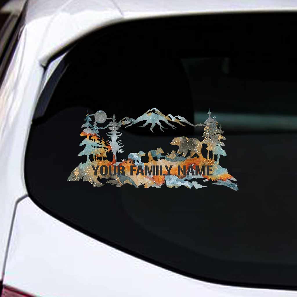 Famille en camping - Autocollant personnalisé découpé à la forme