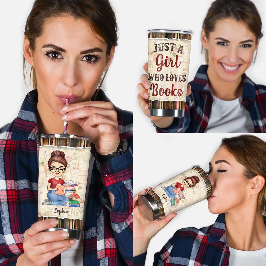 Gobelet isotherme personnalisé « Juste une fille qui aime les livres »