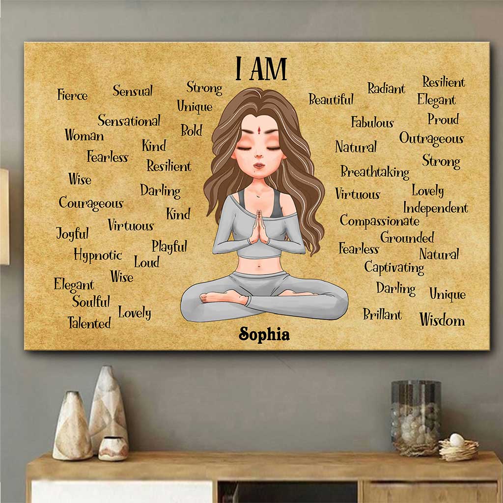 Je suis divine, intuitive, expressive, aimée - Toile et affiche de yoga personnalisées