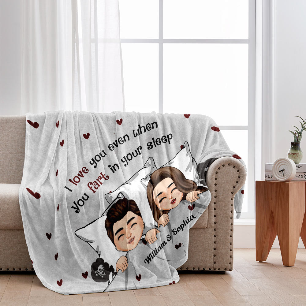 Je t'aime même quand tu pètes - Couverture personnalisée pour couple