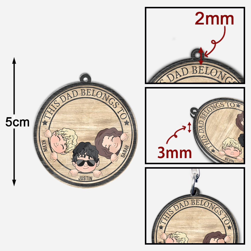 Ce papa appartient à… - Porte-clés personnalisé pour la fête des pères (Impression recto verso)