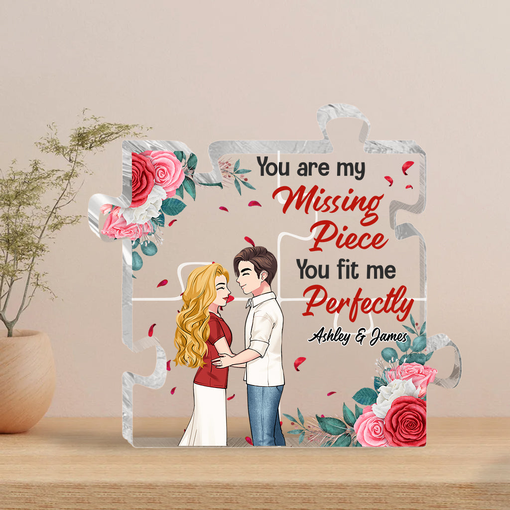 Tu es la pièce manquante de mon puzzle - Plaque acrylique personnalisée pour couple, forme sur mesure