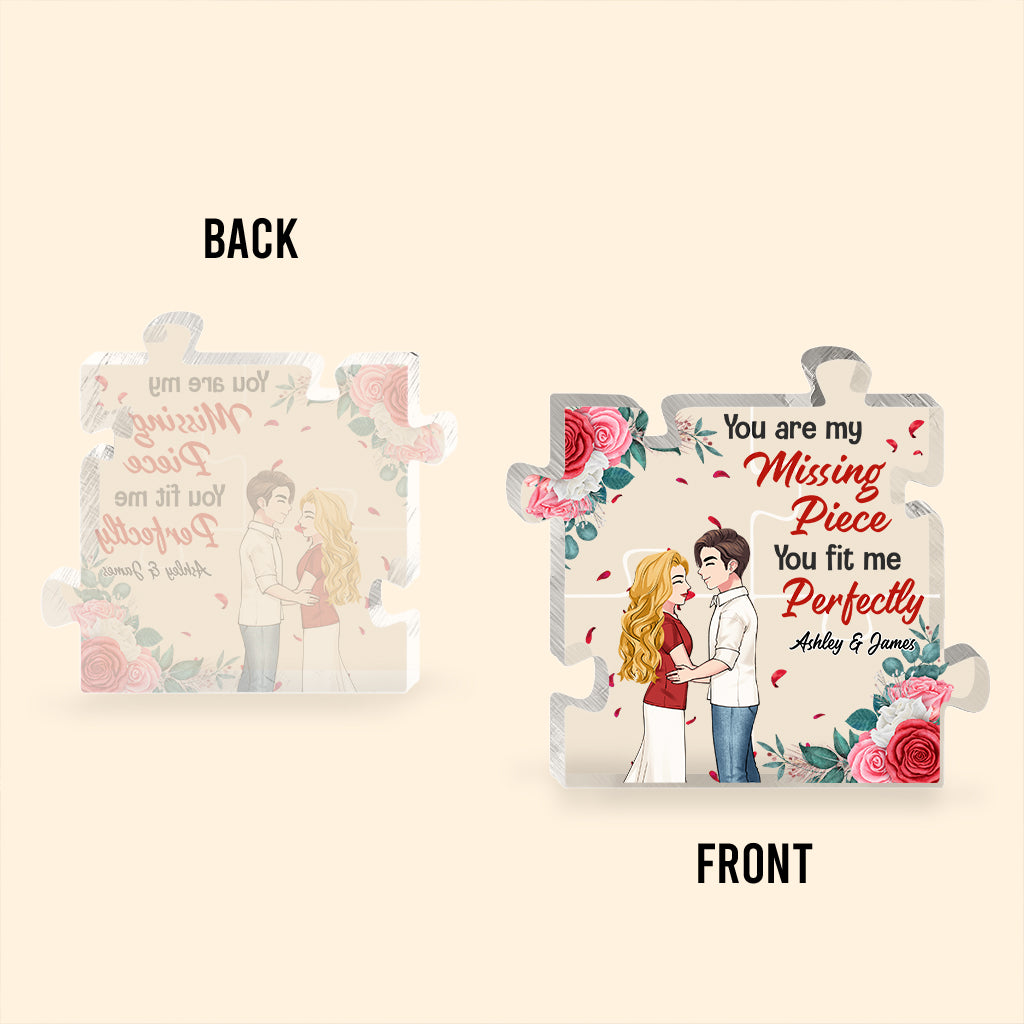Tu es la pièce manquante de mon puzzle - Plaque acrylique personnalisée pour couple, forme sur mesure