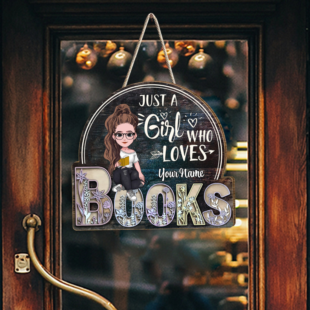 Just A Girl Who Loves - Personalized Book Wood Sign