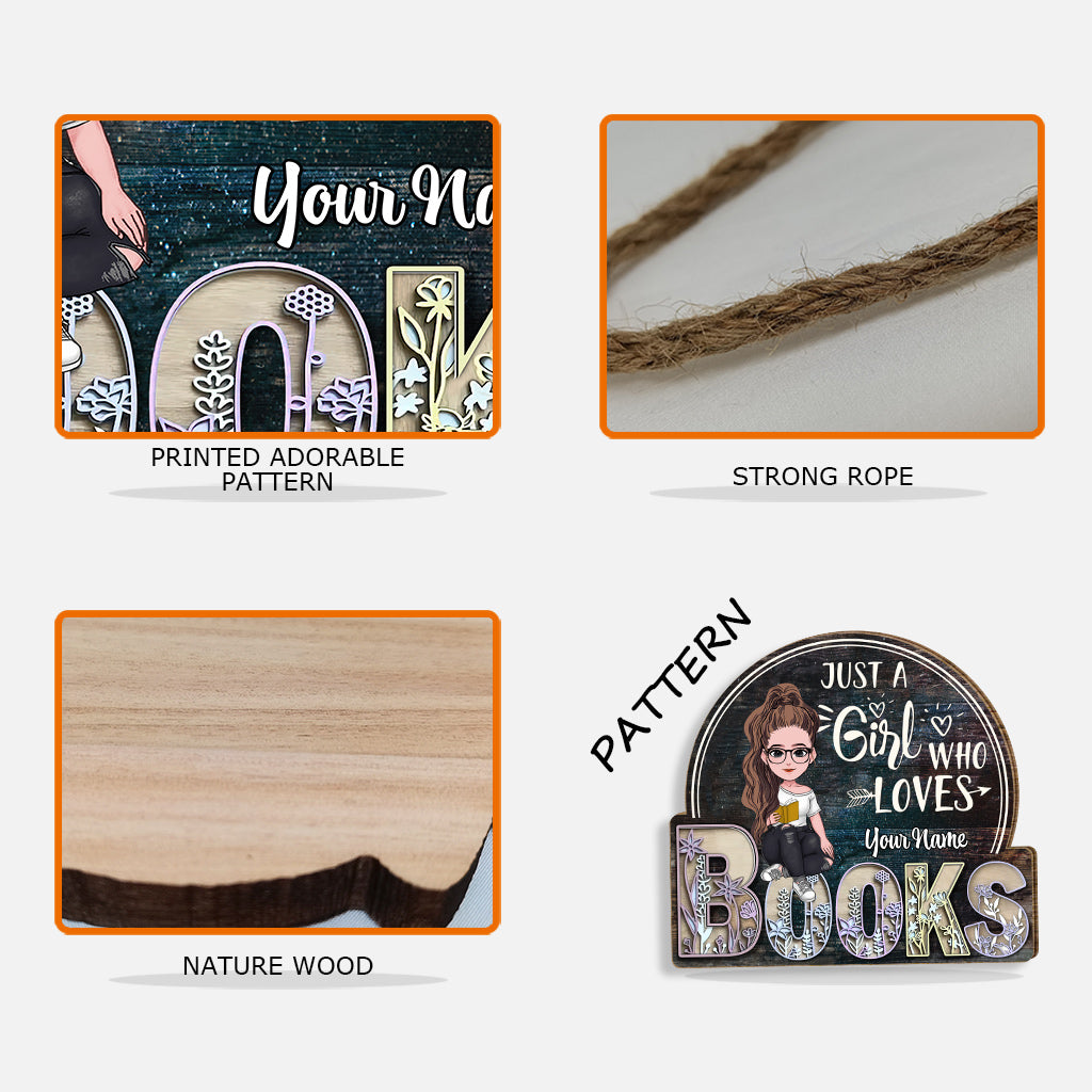Just A Girl Who Loves - Personalized Book Wood Sign