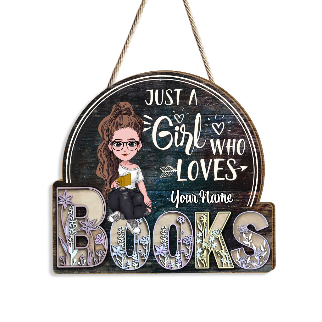 Just A Girl Who Loves - Personalized Book Wood Sign