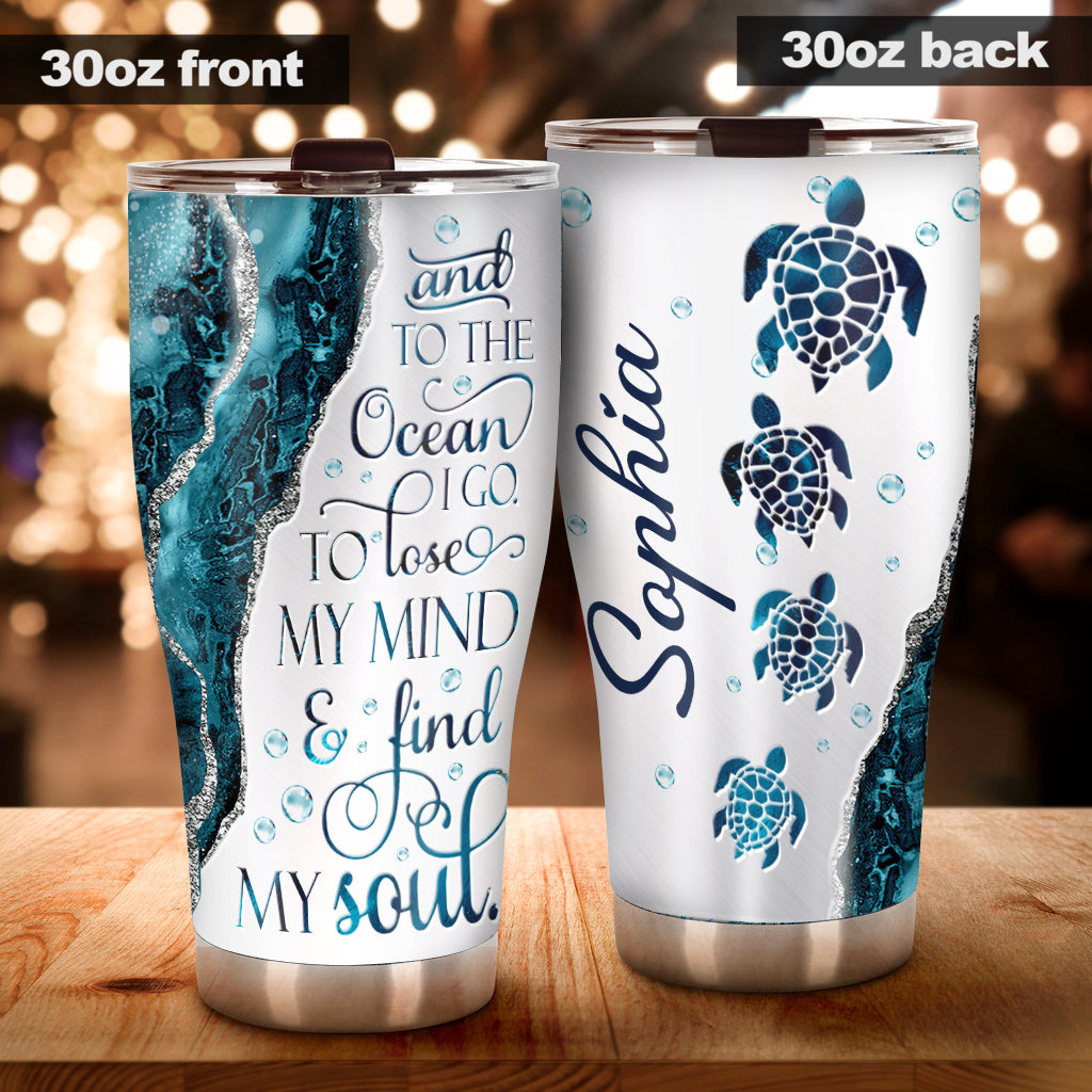 To The Ocean - Personalized Turtle Tumbler