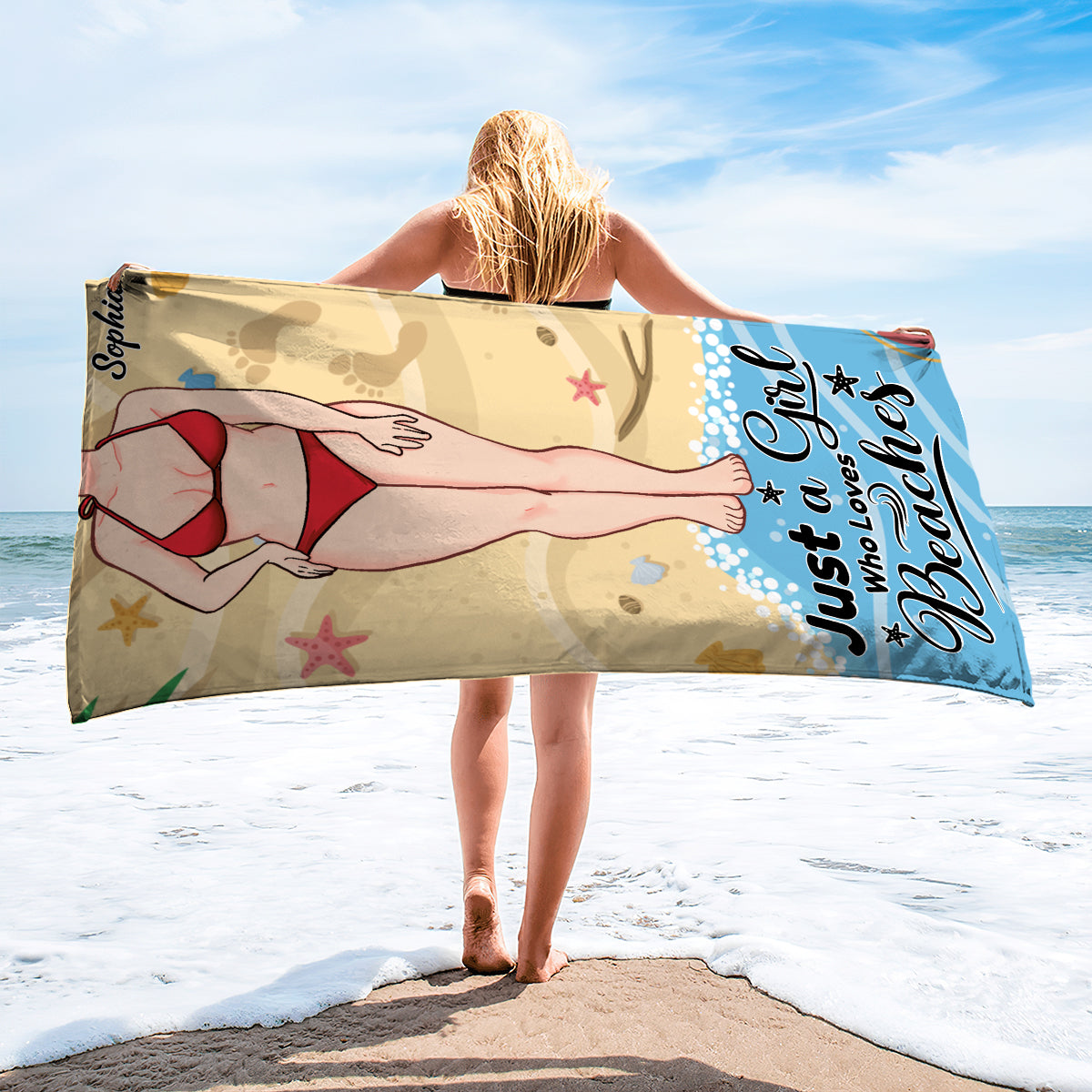 Salty Lil' Beach - Cadeau pour les amoureux de la mer : serviette de plage personnalisée pour une amie, une sœur, une petite amie, une épouse ou une maman. Idéale pour une amie, une sœur, une petite amie, une épouse ou une maman.