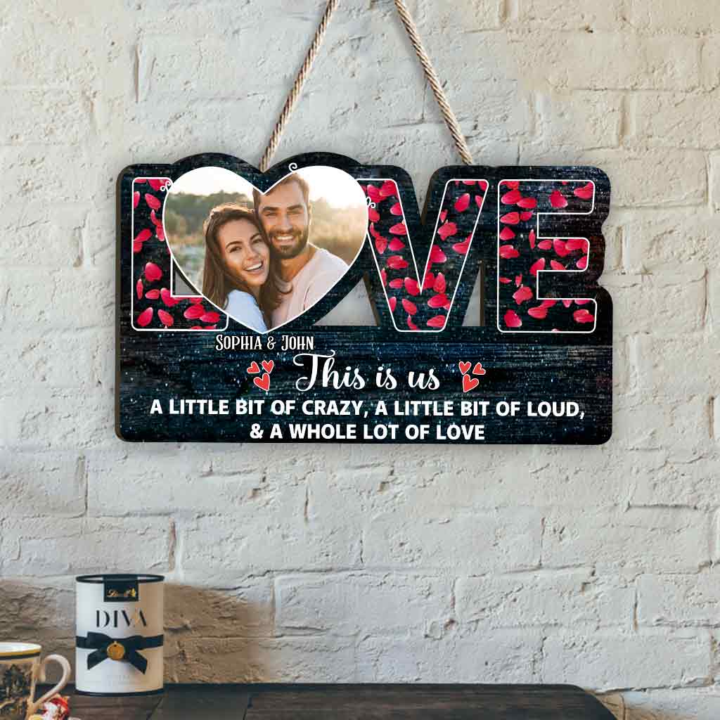 « This Is Us » - Cadeau pour couple (mari, femme, petit ami, petite amie) - Panneau en bois personnalisé