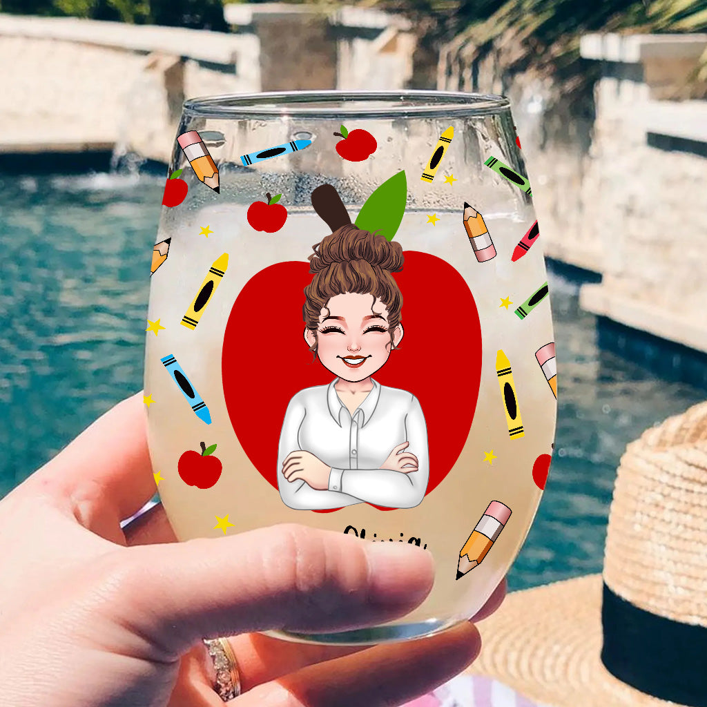 Enseigner, aimer, inspirer - Un verre à vin personnalisé avec un professeur