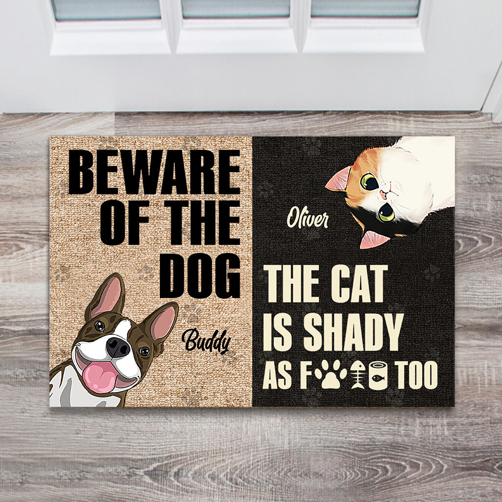 Attention au chien ! - Tapis de porte personnalisé pour chien