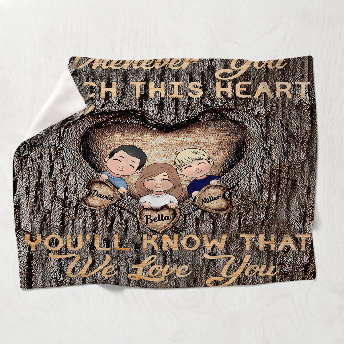 Couverture personnalisée pour grand-mère « À chaque fois que tu touches ce cœur »