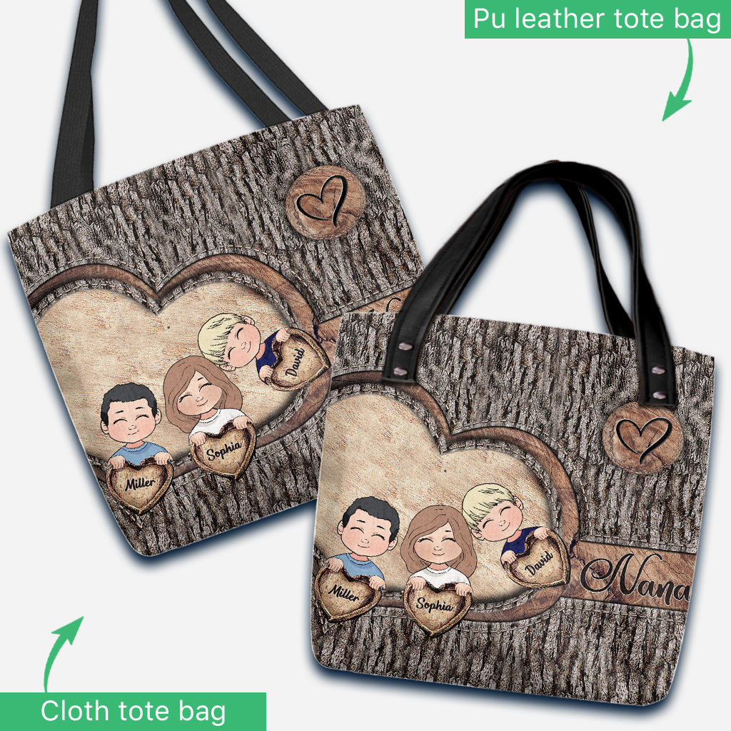 Whenever You Touch This Heart - Personalized Grandma Tote Bag