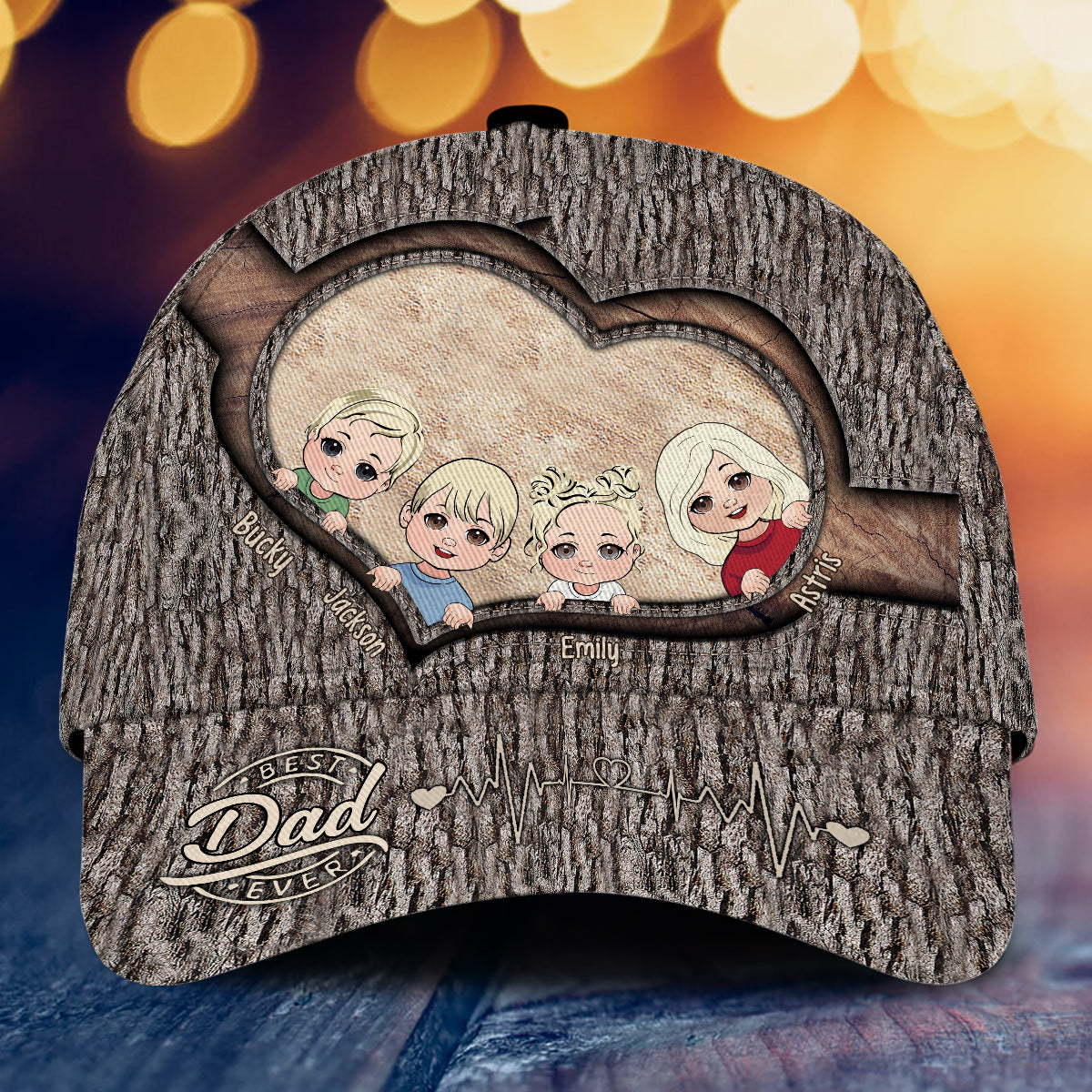 Chaque fois que vous touchez ce cœur - Cadeau pour papa, grand-mère, grand-père, maman, oncle, tante, frère, sœur - Casquette classique personnalisée
