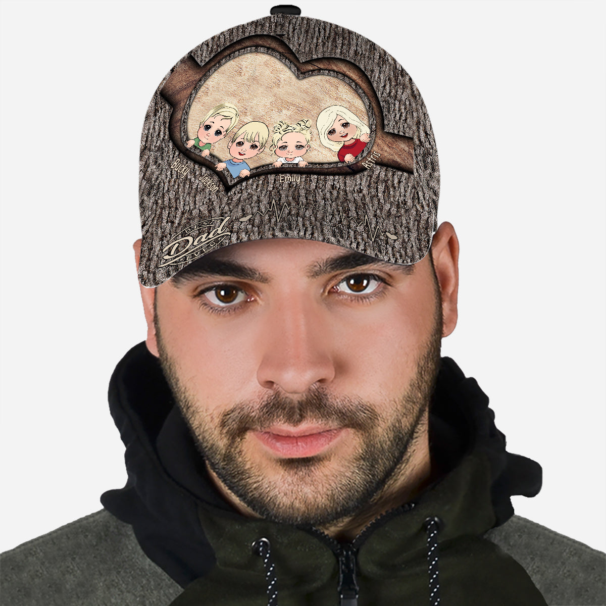 Chaque fois que vous touchez ce cœur - Cadeau pour papa, grand-mère, grand-père, maman, oncle, tante, frère, sœur - Casquette classique personnalisée