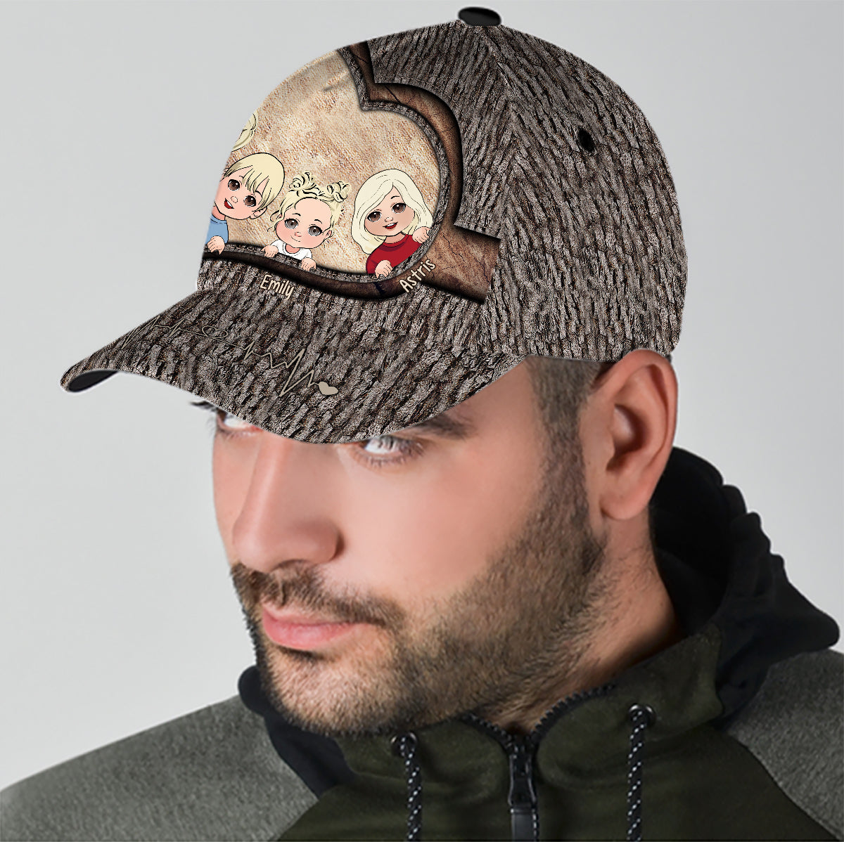 Chaque fois que vous touchez ce cœur - Cadeau pour papa, grand-mère, grand-père, maman, oncle, tante, frère, sœur - Casquette classique personnalisée