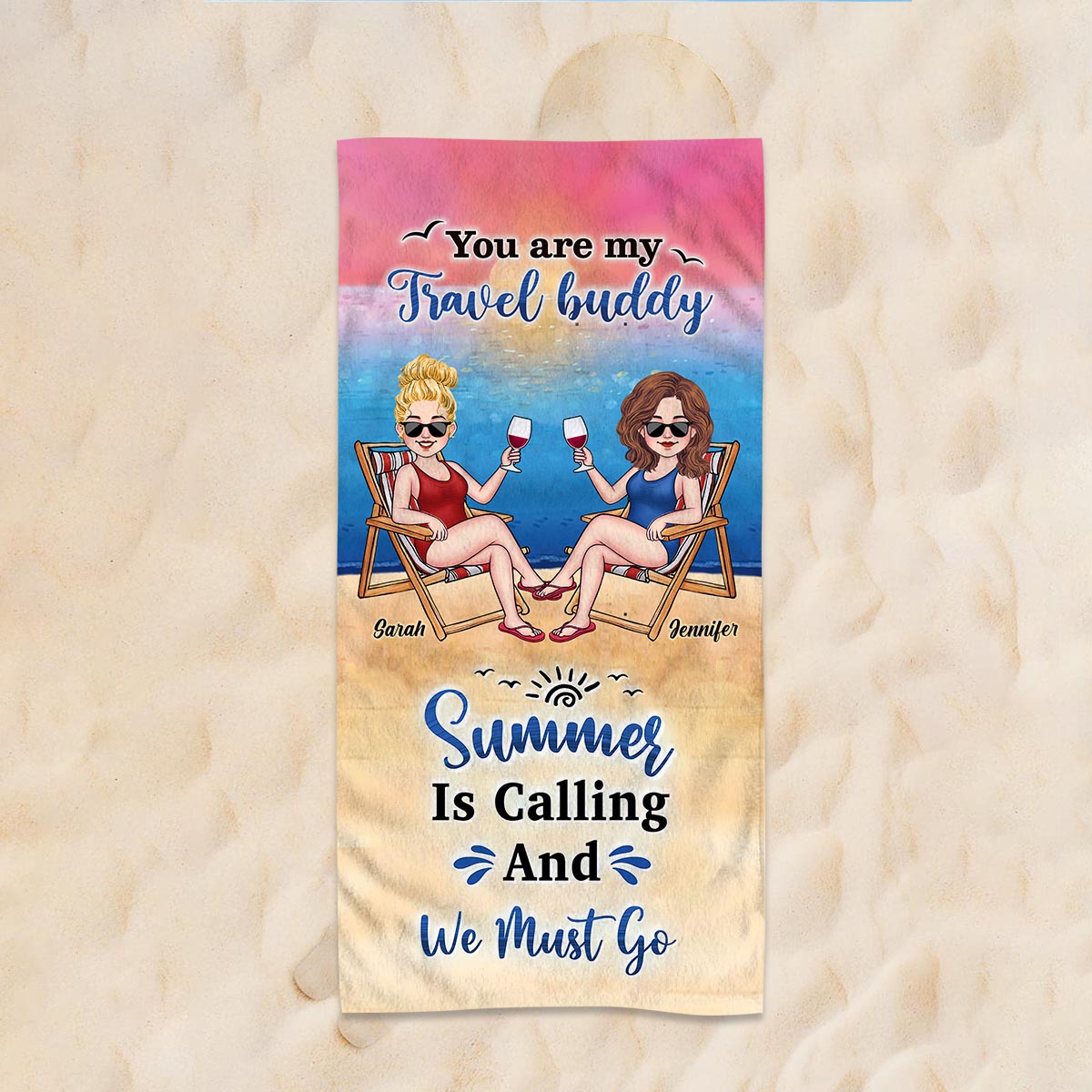 Profitez de la journée - Serviette de plage personnalisée pour les amoureux de la mer