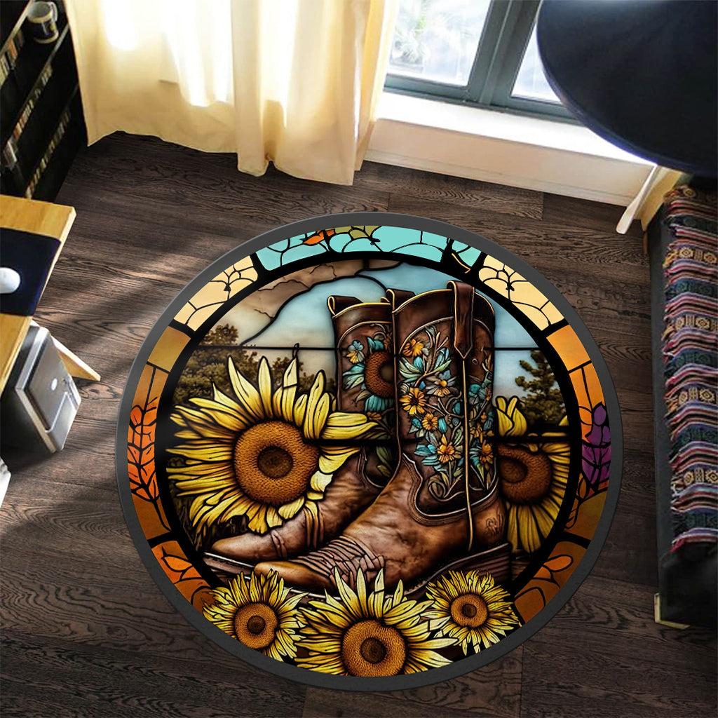 Bottes de campagne vintage, amoureux des chevaux, tapis rond à cheval