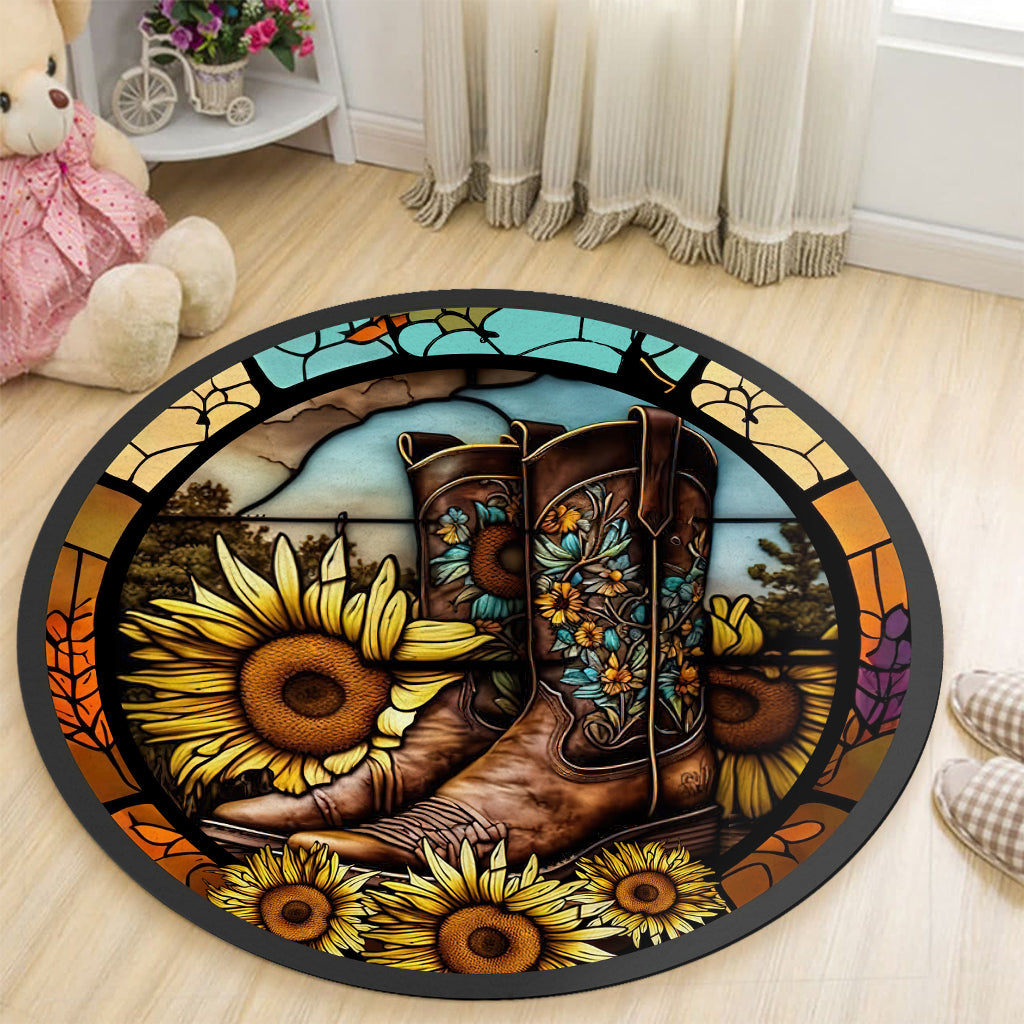 Bottes de campagne vintage, amoureux des chevaux, tapis rond à cheval