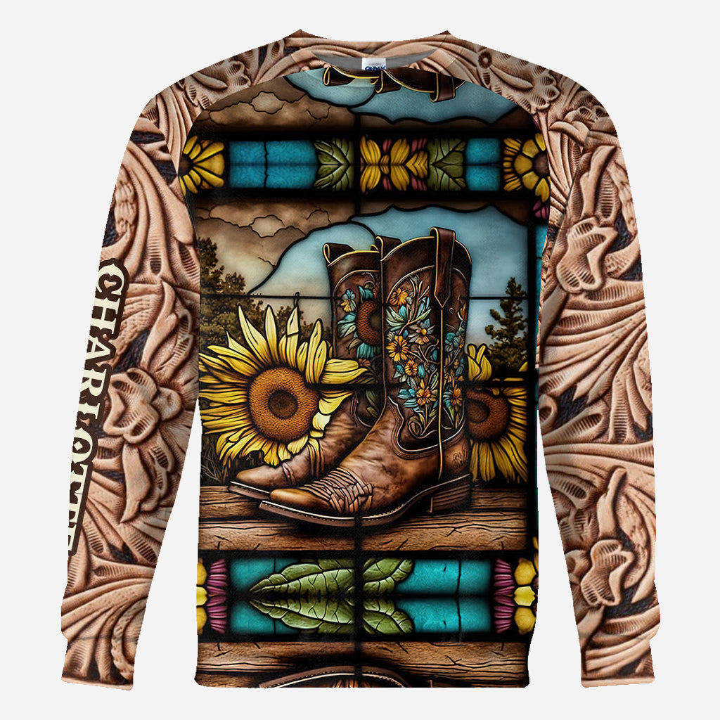 Bottes de campagne vintage pour les amoureux des chevaux - T-shirt personnalisé avec motif de cheval