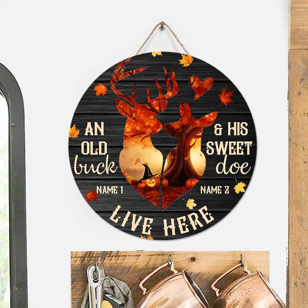 Un vieux cerf - Panneau rond en bois personnalisé pour la chasse