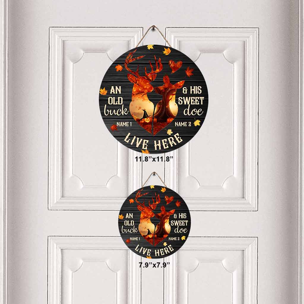 Un vieux cerf - Panneau rond en bois personnalisé pour la chasse