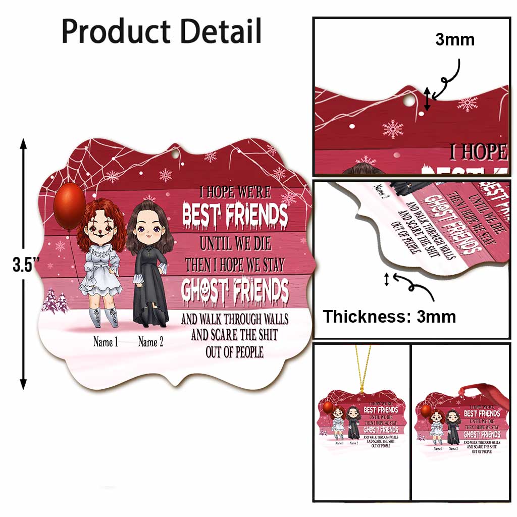 Sœurs fantômes - Ornement de Noël personnalisé pour meilleures amies (Imprimé des deux côtés)