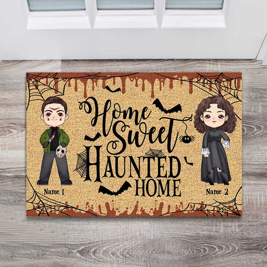 Home Sweet Haunted Home - Personalized Halloween Couple Doormat