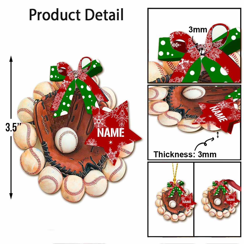 Gant de baseball - Ornement de Noël personnalisé (Impression recto verso)