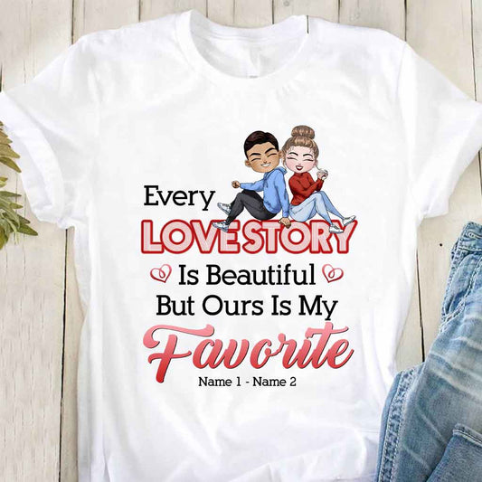 Notre histoire d'amour est ma préférée - T-shirt et sweat à capuche personnalisés pour couples