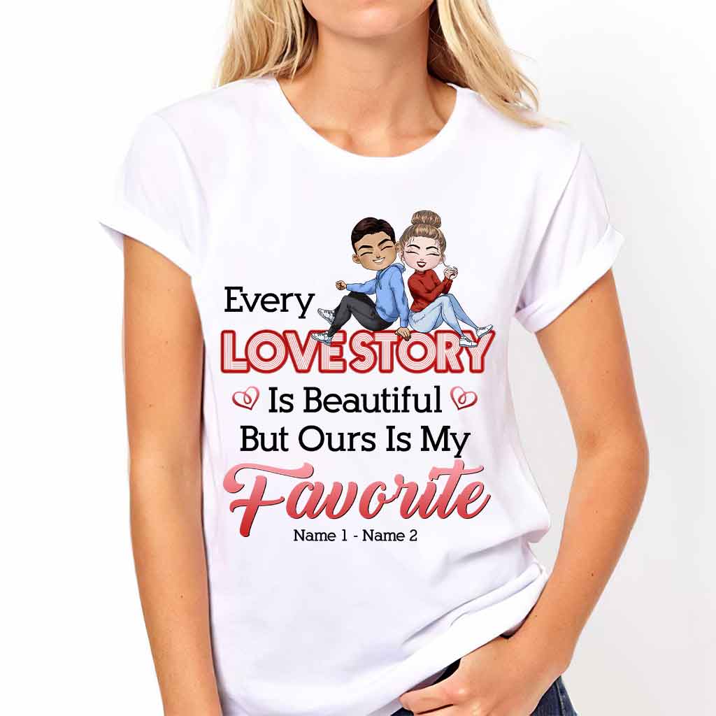 Notre histoire d'amour est ma préférée - T-shirt et sweat à capuche personnalisés pour couples
