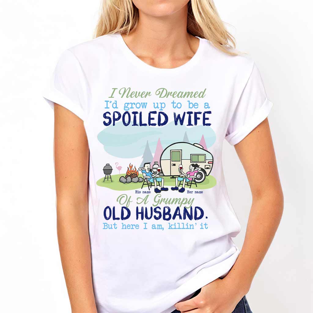 Spoiled Wife Camping Couple - Personalized T-shirt and Hoodie