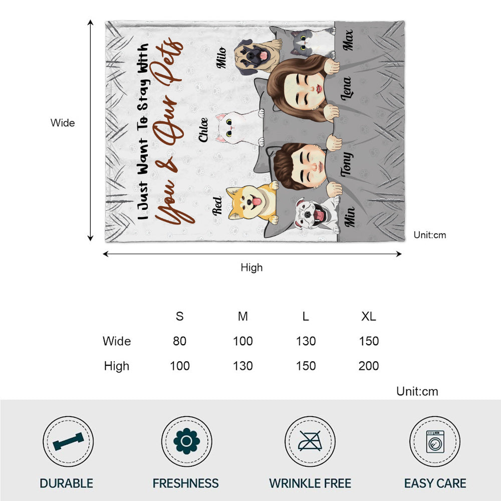 I Just Want To Stay With You - Personalized Couple Blanket