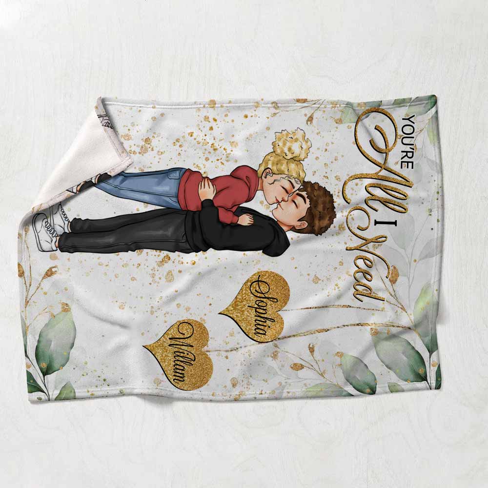You're All I Need - Personalized Couple Blanket