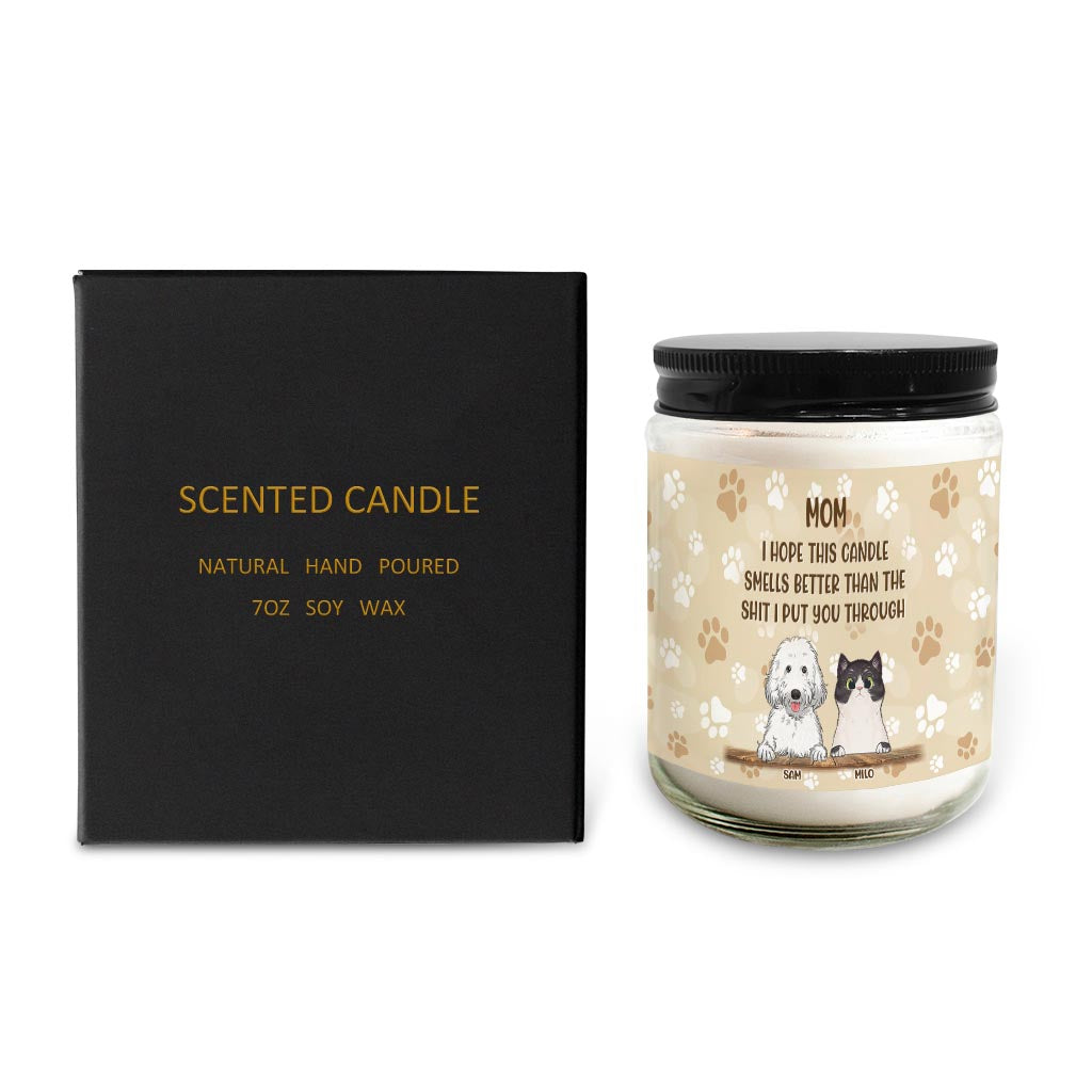 Cadeau humoristique pour maman et papa chat - Bougie personnalisée pour chien pour la fête des mères 