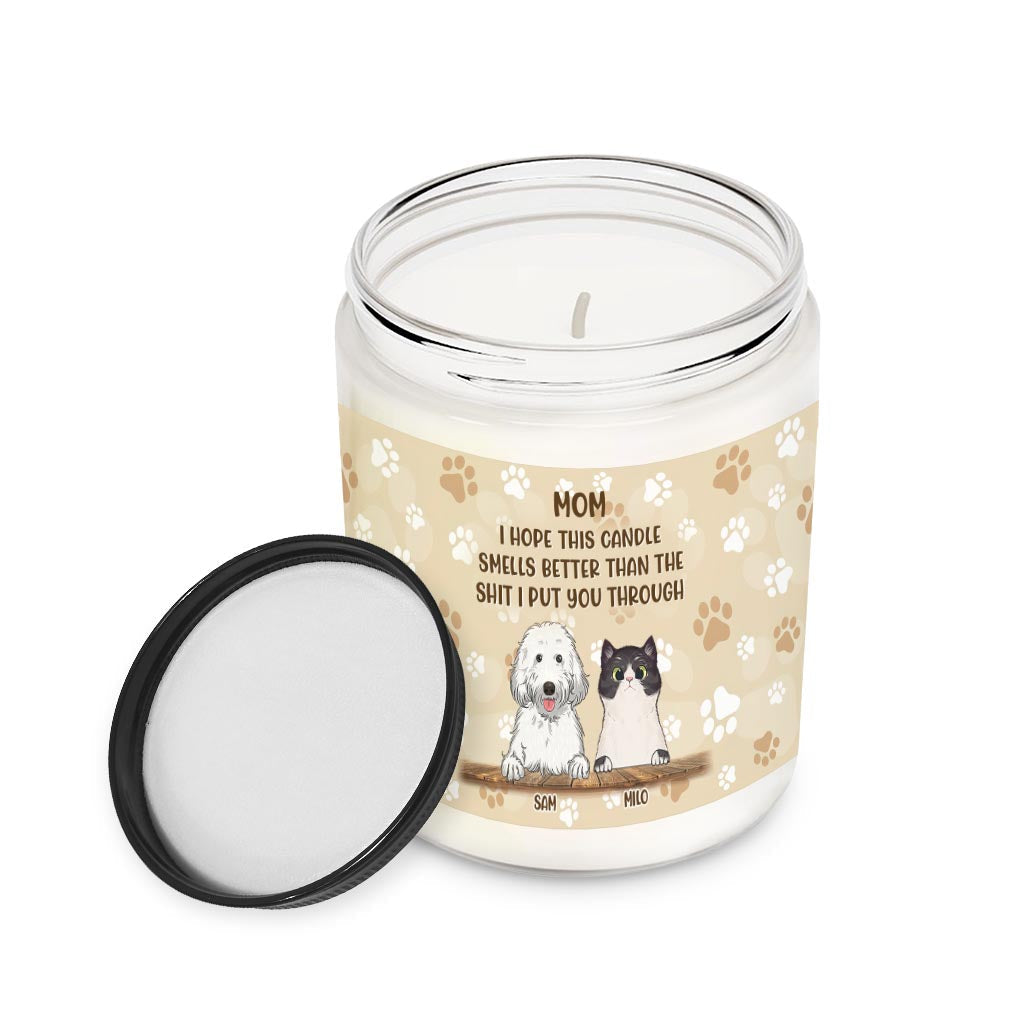 Cadeau humoristique pour maman et papa chat - Bougie personnalisée pour chien pour la fête des mères 
