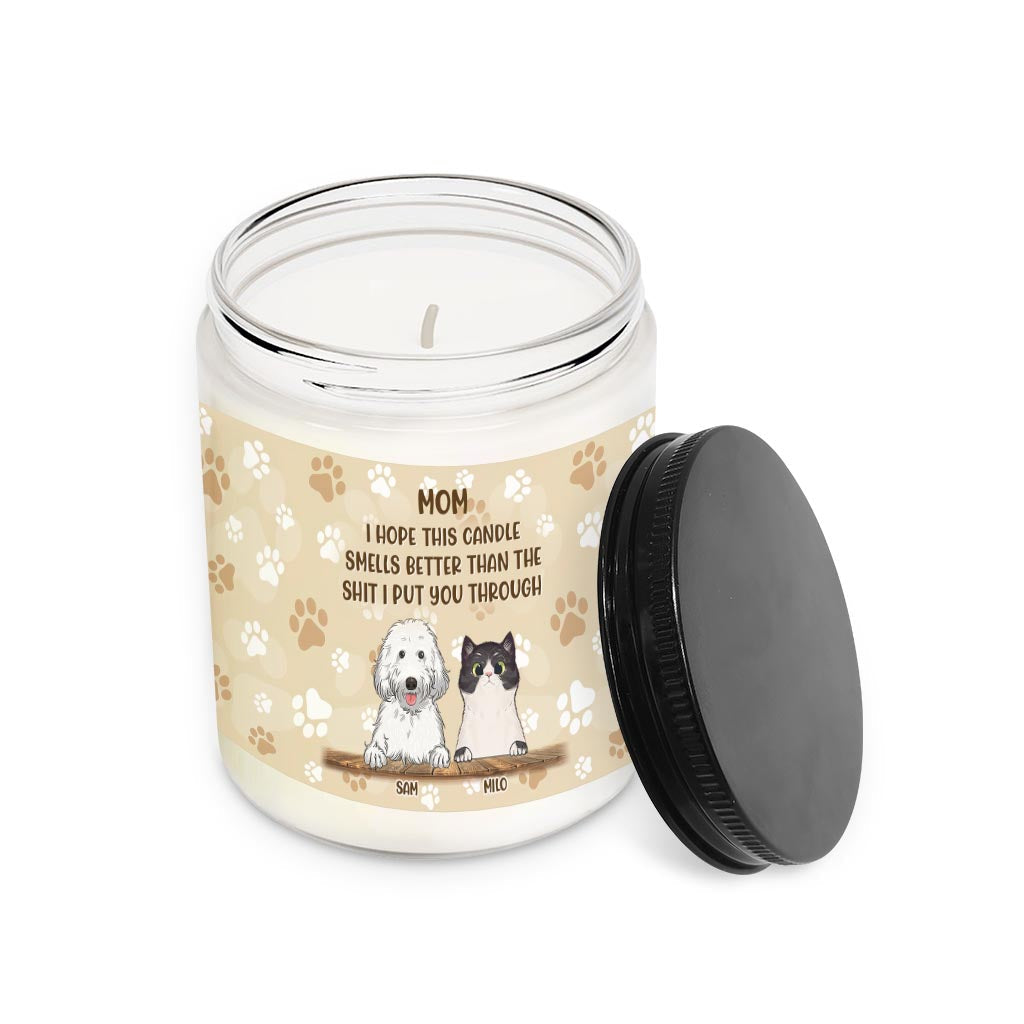 Cadeau humoristique pour maman et papa chat - Bougie personnalisée pour chien pour la fête des mères 