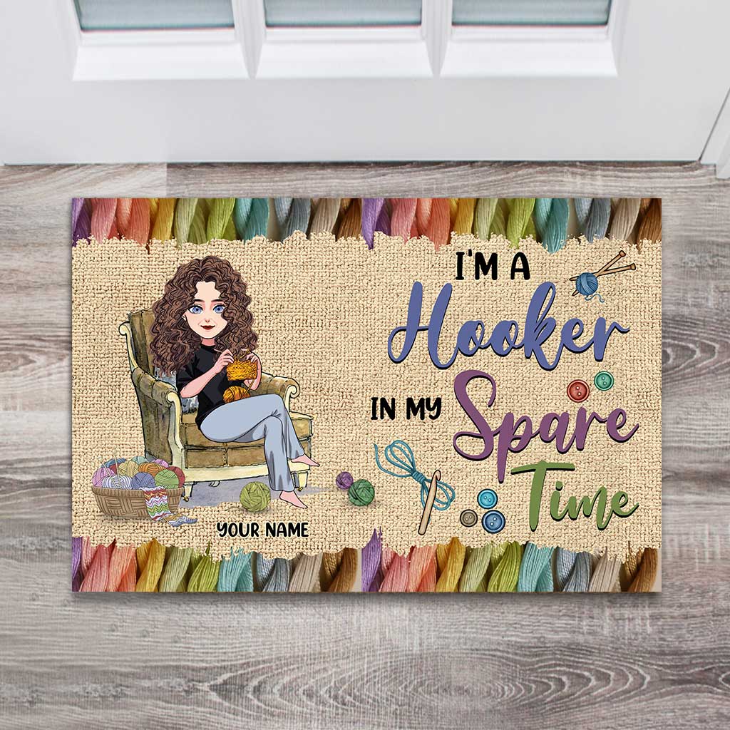 Dans mon temps libre - Paillasson personnalisé au crochet