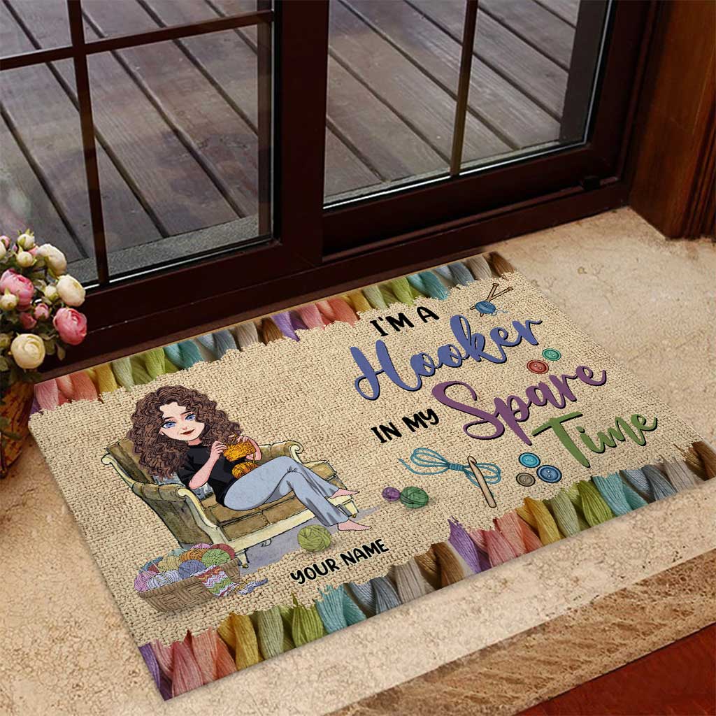 Dans mon temps libre - Paillasson personnalisé au crochet