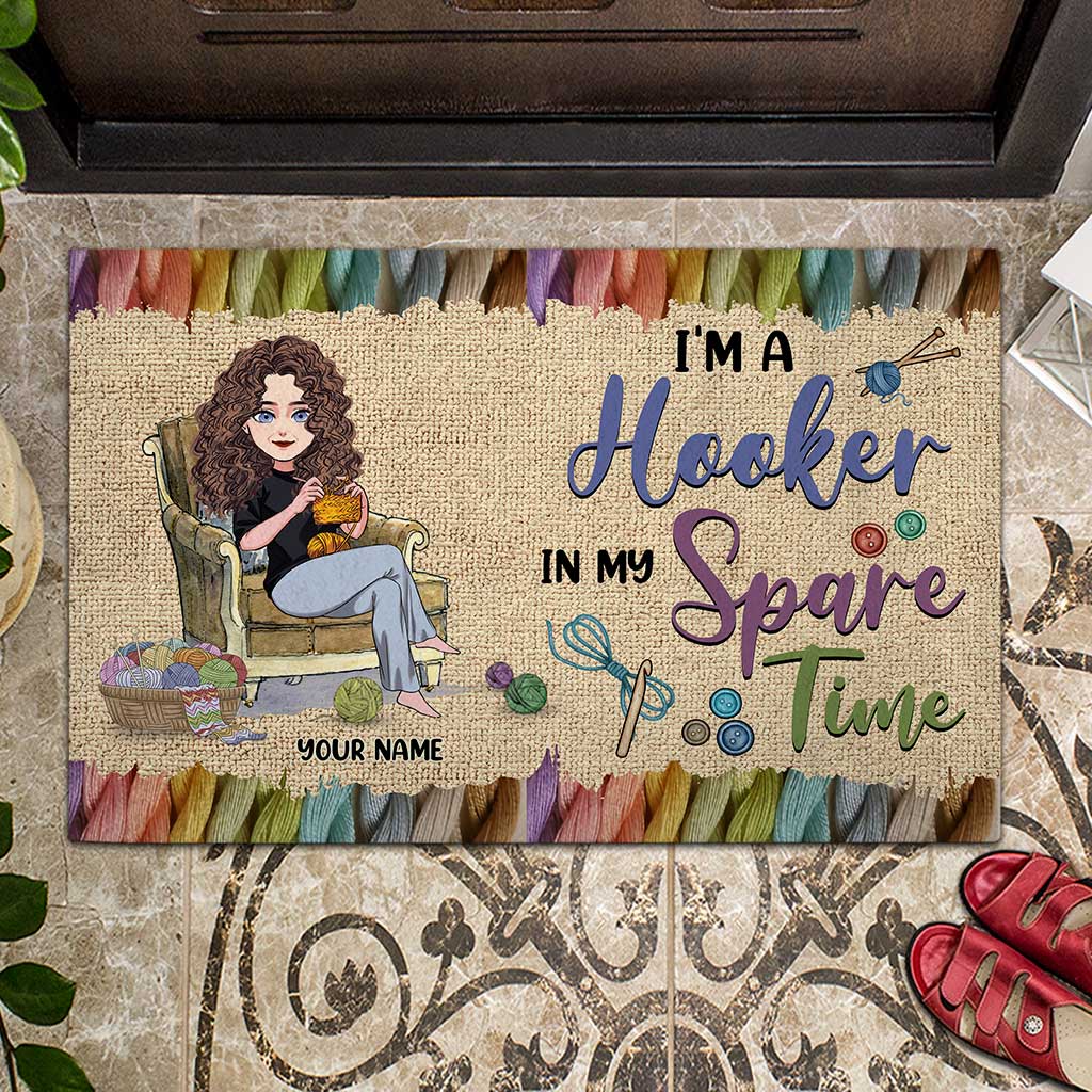 Dans mon temps libre - Paillasson personnalisé au crochet