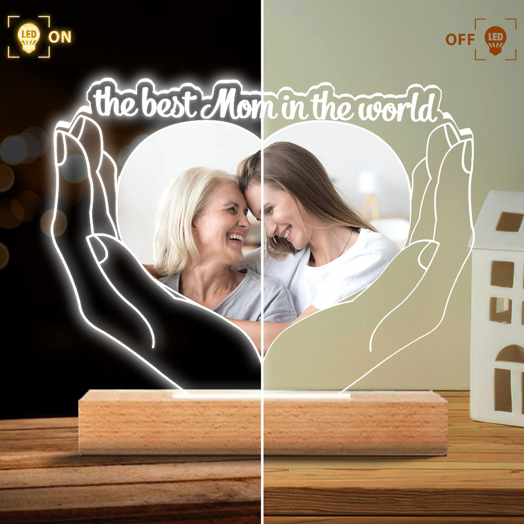 La meilleure maman du monde - Plaque lumineuse personnalisée en forme de maman pour la fête des mères