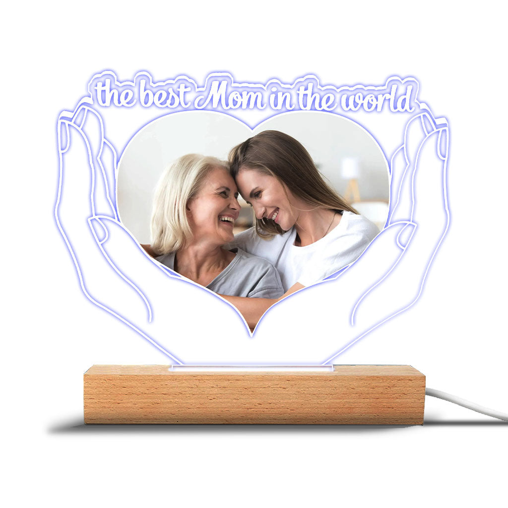 La meilleure maman du monde - Plaque lumineuse personnalisée en forme de maman pour la fête des mères