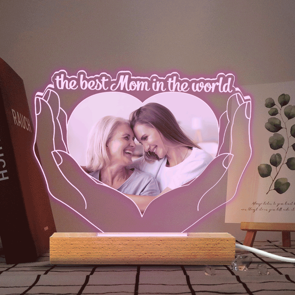 La meilleure maman du monde - Plaque lumineuse personnalisée en forme de maman pour la fête des mères