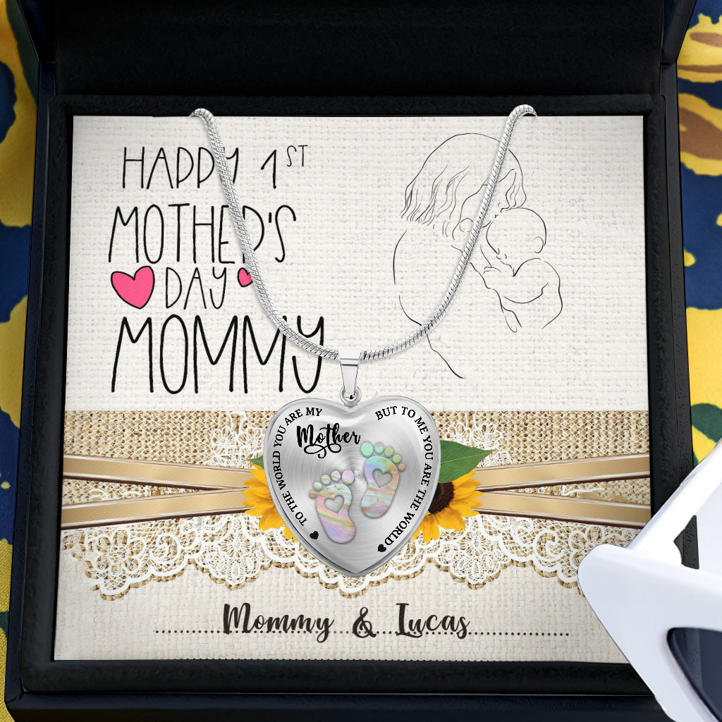 Au monde entier - Collier pendentif cœur personnalisé pour la fête des mères