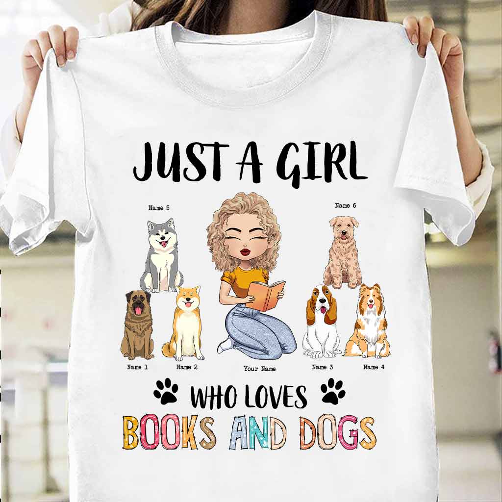 Juste une fille qui aime les livres et les chiens - T-shirt et sweat à capuche personnalisés avec des livres