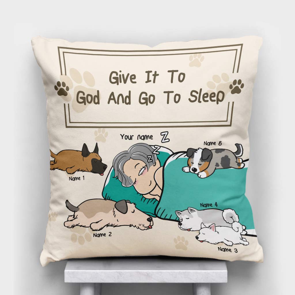 Confie-le à Dieu et dors - Coussin décoratif personnalisé pour chien