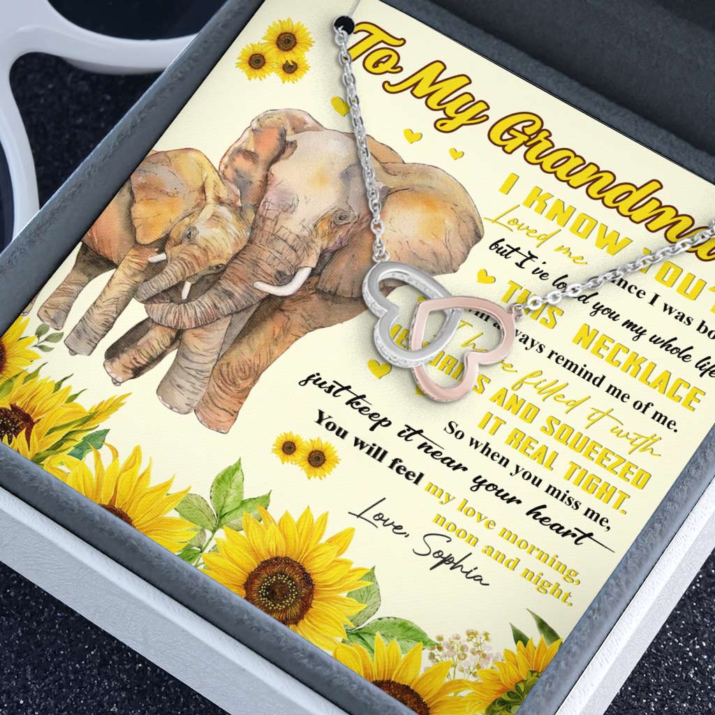 Je t'aime depuis toujours - Collier personnalisé « Je t'aime ma grand-mère » avec deux cœurs, pour la fête des mères