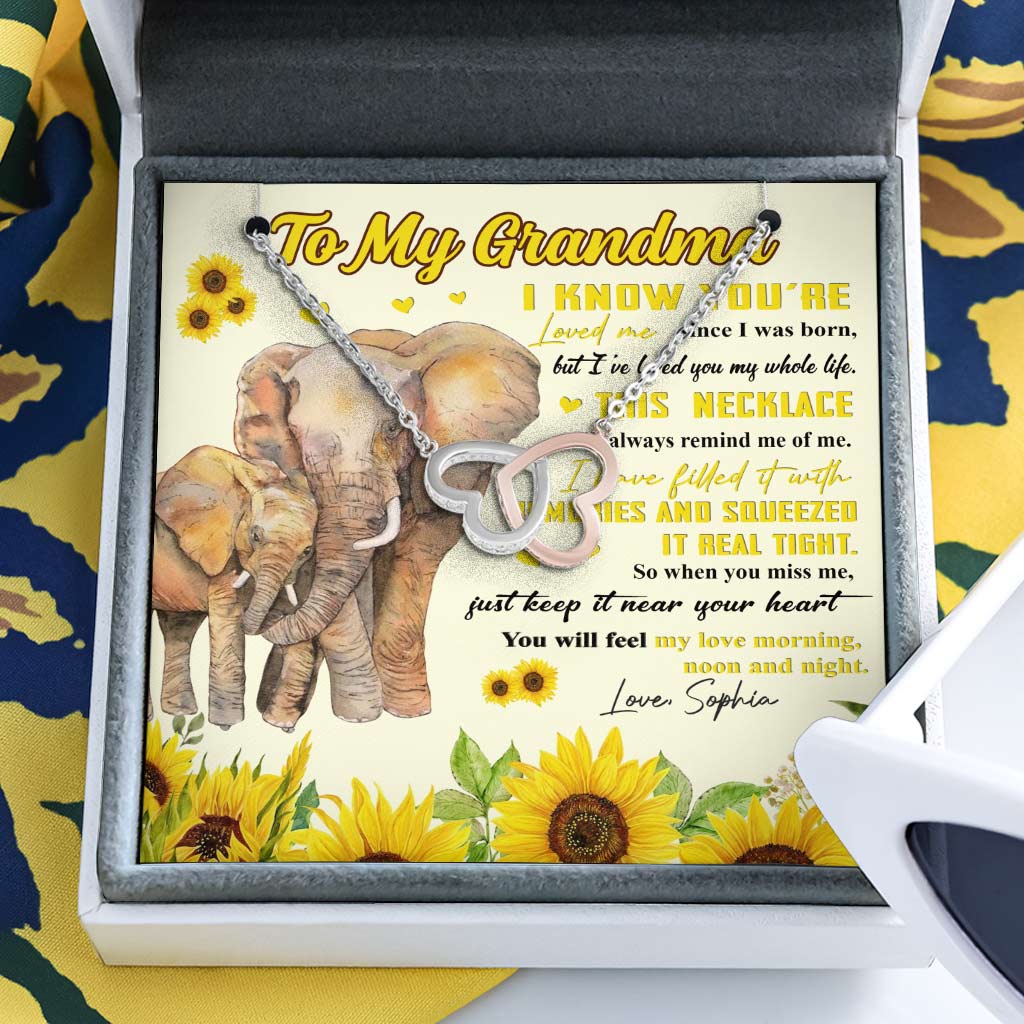 Je t'aime depuis toujours - Collier personnalisé « Je t'aime ma grand-mère » avec deux cœurs, pour la fête des mères