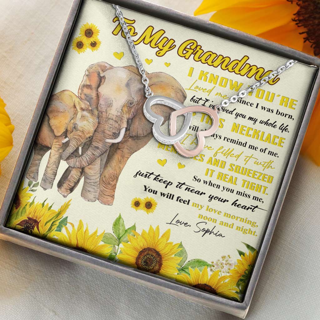 Je t'aime depuis toujours - Collier personnalisé « Je t'aime ma grand-mère » avec deux cœurs, pour la fête des mères
